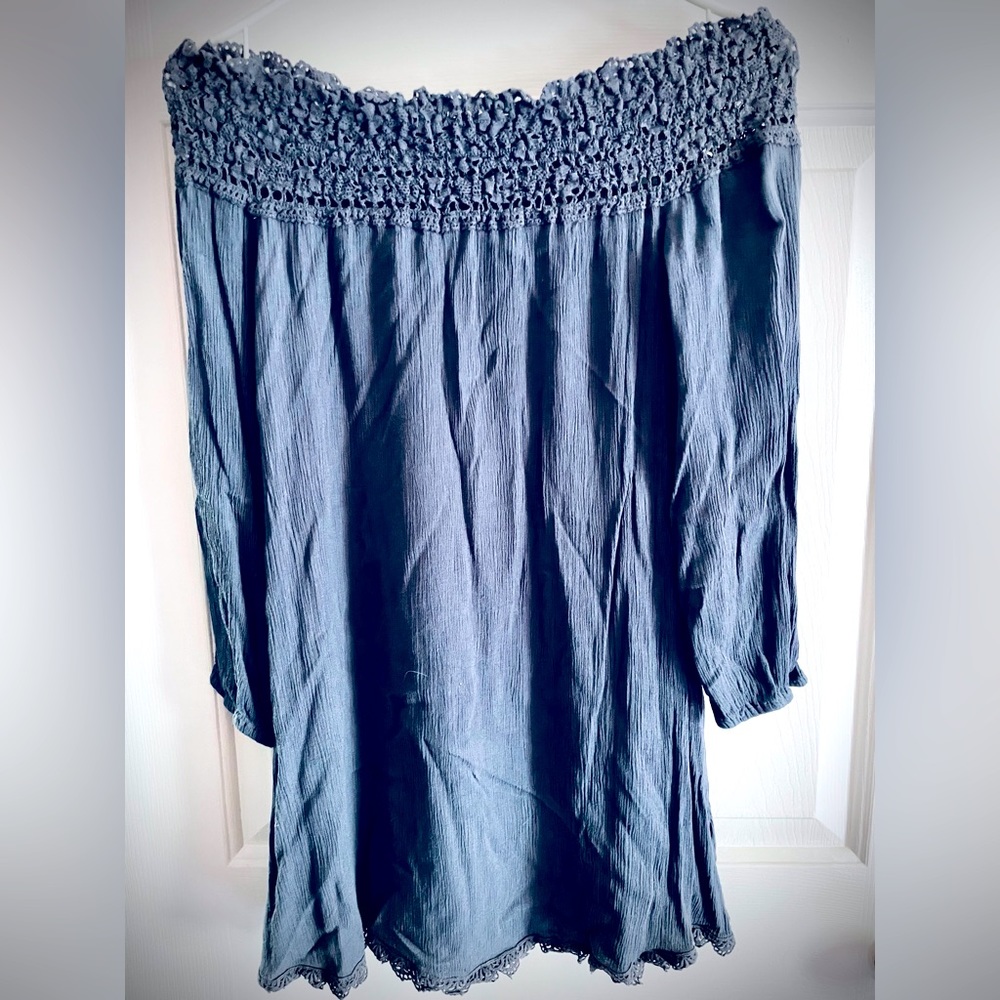 Off-Shoulder Blue Dress/Cover-Up